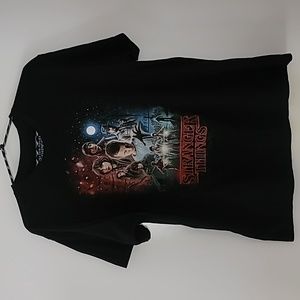 STRANGER THINGS CASUAL TSHIRT SHORT SLEEVE BLACK NETFLIX MOVIE TEE TOP LARGE